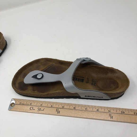 Birkenstock Gizeh Thong Sandal Women 39 L8 M6 Silver Metallic Birko-Flor Sandals